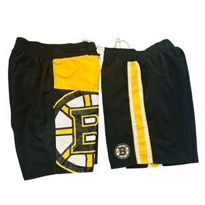 NHL Boston Bruins Black and Yellow Men's Board Shorts Trunks Small - TWO PACK
